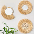 hanging mirror in acrylic straw design and practical