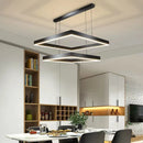 Modern square LED chandelier for living room, dining room, bedroom, kitchen, black rectangular ceiling pendant light
