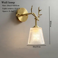 Elegant retro glass chandelier with multiple copper heads