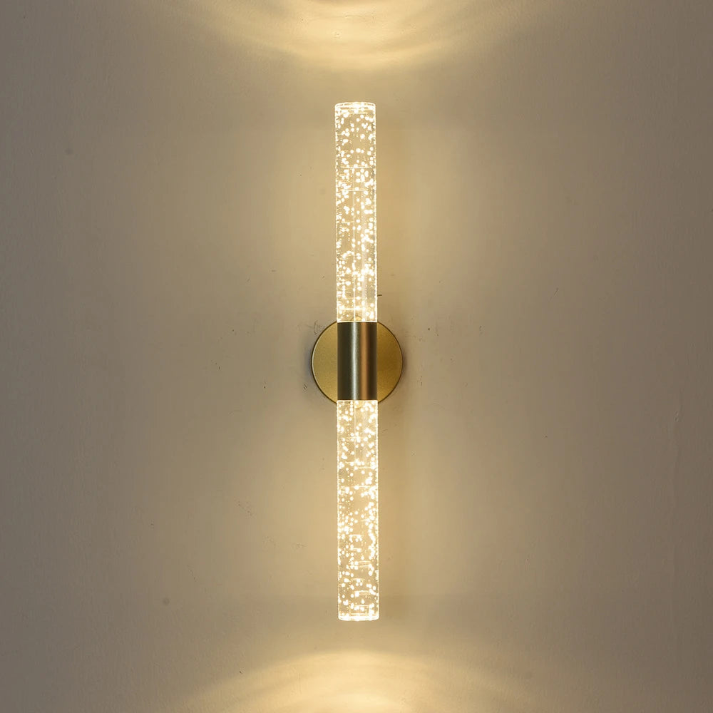 Minimalist crystal double head LED wall light