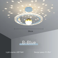 Dimmable round LED astronaut chandelier for children's room