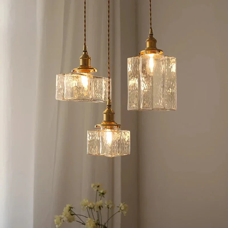Retro glass pendant light with creative LED for vintage lighting