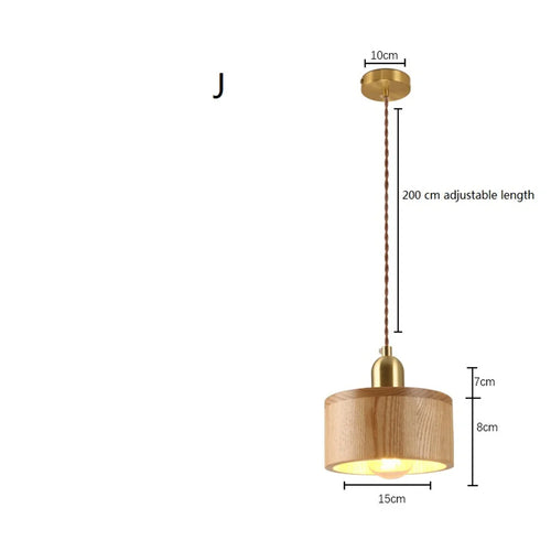 Nordic modern LED pendant light in brass and wood, loft kitchen island hanging lamp, home decor lighting, designer suspension - vue 15 sur 17