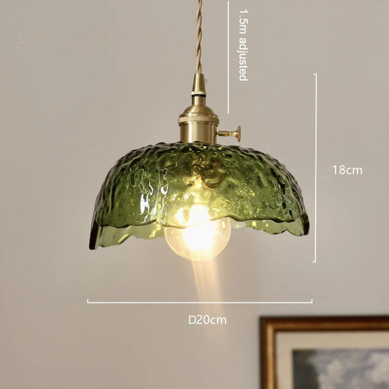 Copper and glass pendant light for vintage restaurant