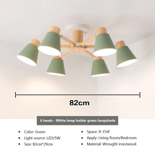Nordic solid wood chandelier modern lighting for hotel and restaurant - vue 18 sur 20