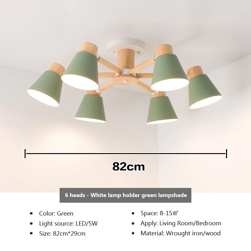 Nordic solid wood chandelier modern lighting for hotel and restaurant - vue 18 sur 20