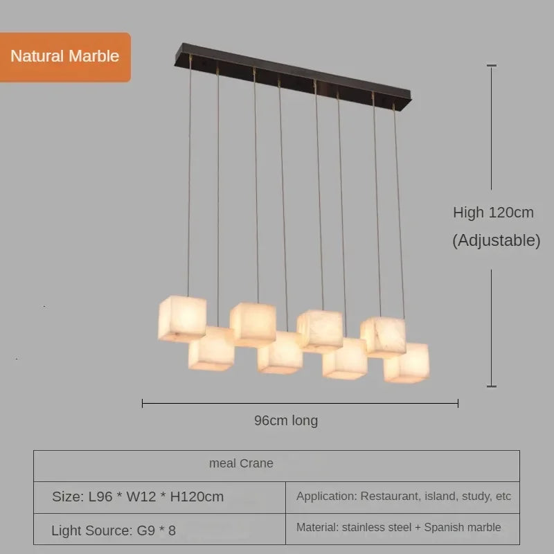Spanish marble chandelier with minimalist Chinese style for elegant interiors