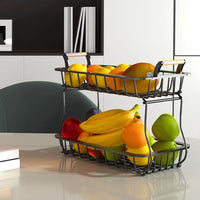 Rectangular two-tier fruit and vegetable storage basket