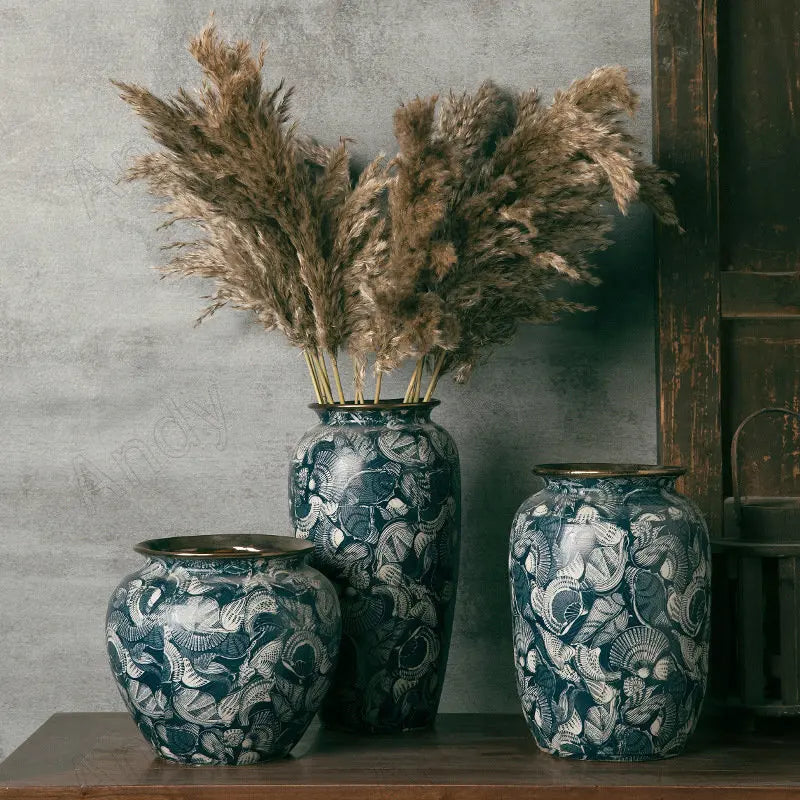 handmade retro ceramic vase with decorative gilding