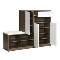 Shoe storage bench &amp; shoe cabinet, multi-functional shoe rack with padded seat, versatile shoe storage
