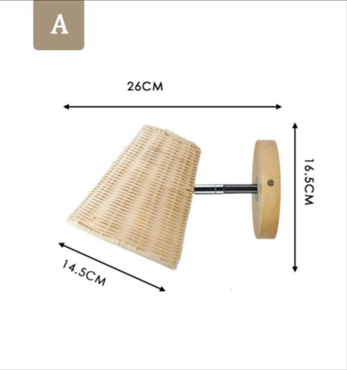 Japanese rattan wall light for minimalist interior decor - vue 8 sur 8