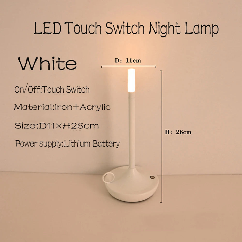 Rechargeable LED camper table lamp touch night light for creative home decor and dinner atmosphere - vue 9 sur 11