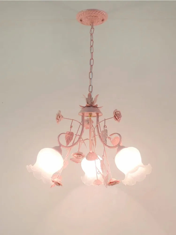 Pink chandelier for a bright and gentle children's atmosphere