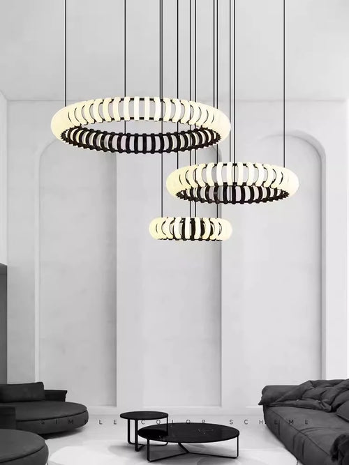 Modern round nordic LED designer pendant lamp for atmospheric decor - vue 7 sur 9