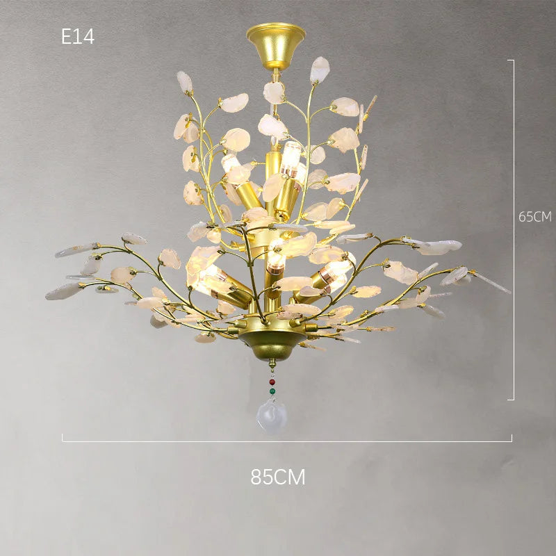 Natural agate LED chandelier ideal for romantic décor
