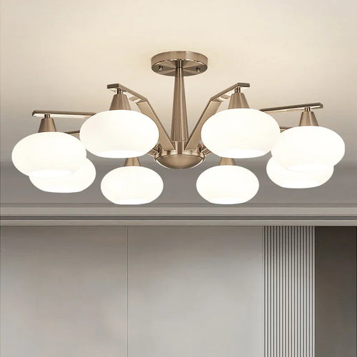 Modern metal chandelier with decorative LED lighting - vue 3 sur 12