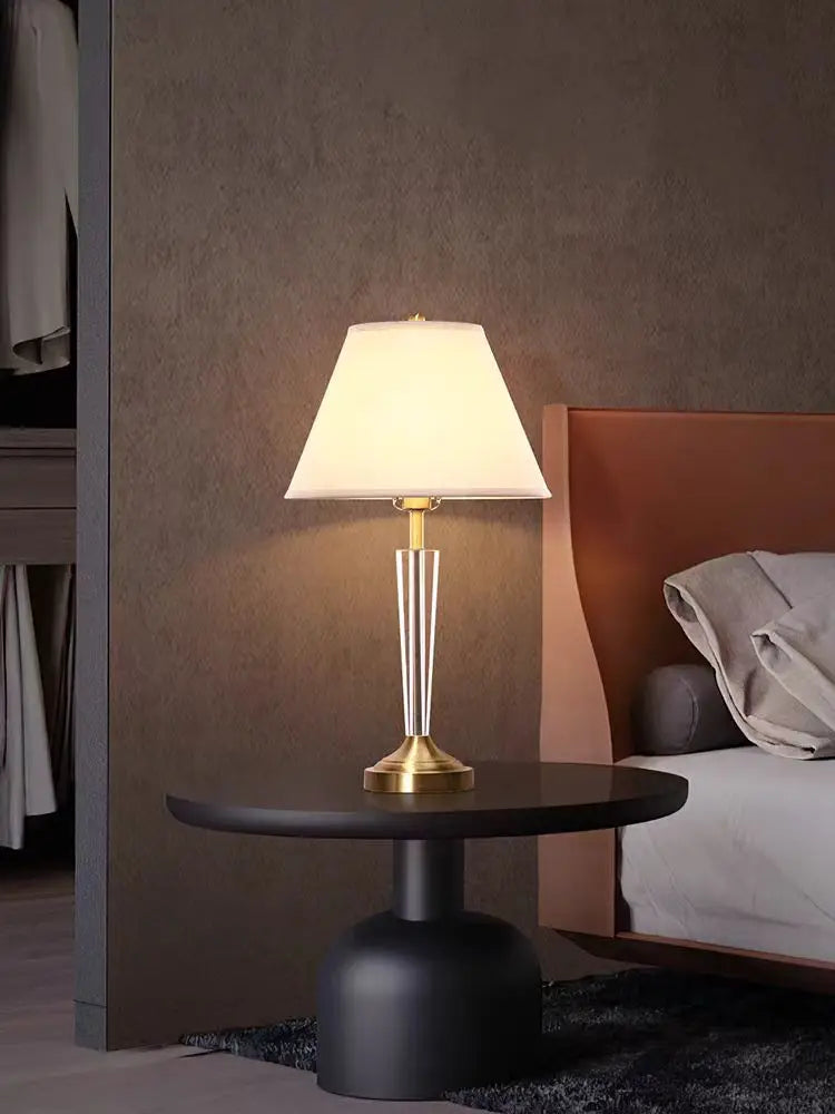 Luxury European all-copper crystal bedside lamp