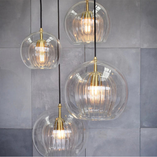 Round glass pendant light with elegant industrial style - vue 4 sur 12