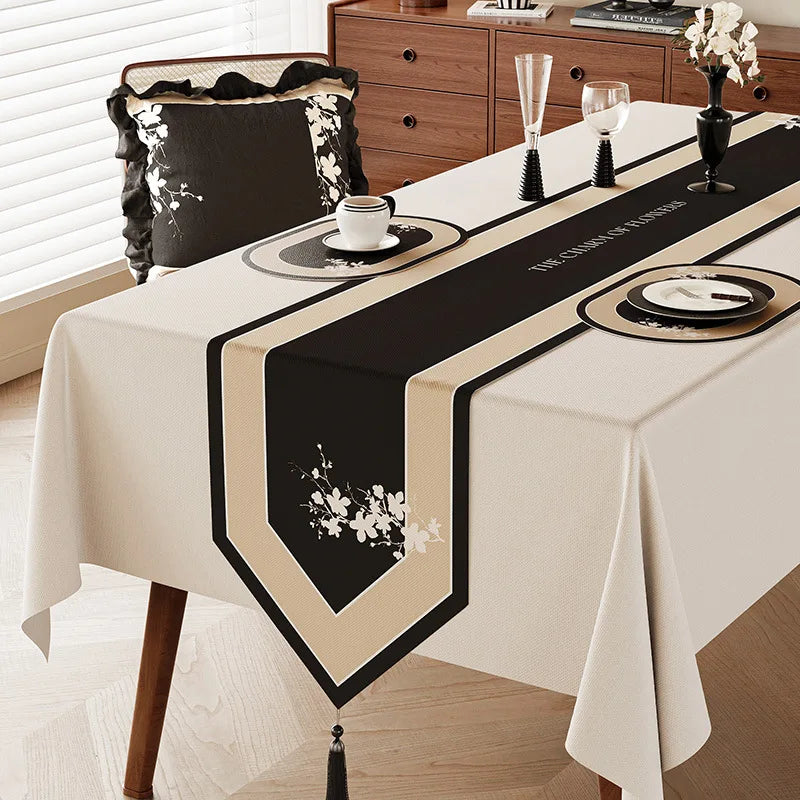 Vintage floral linen table runner countryside style
