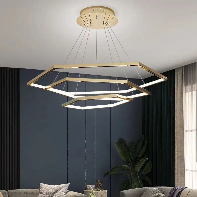 Modern hexagon LED luxury pendant light