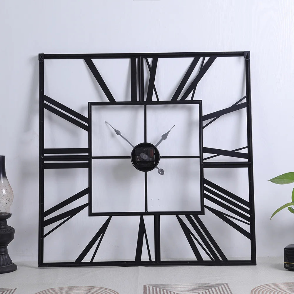 Modern 3D Retro Square Roman Numerals Wall Clock Silent Home Decor - vue 6 sur 9