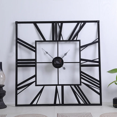 Modern 3D Retro Square Roman Numerals Wall Clock Silent Home Decor - vue 6 sur 9