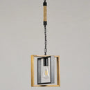 Vintage loft pendant light in wood and metal for kitchen