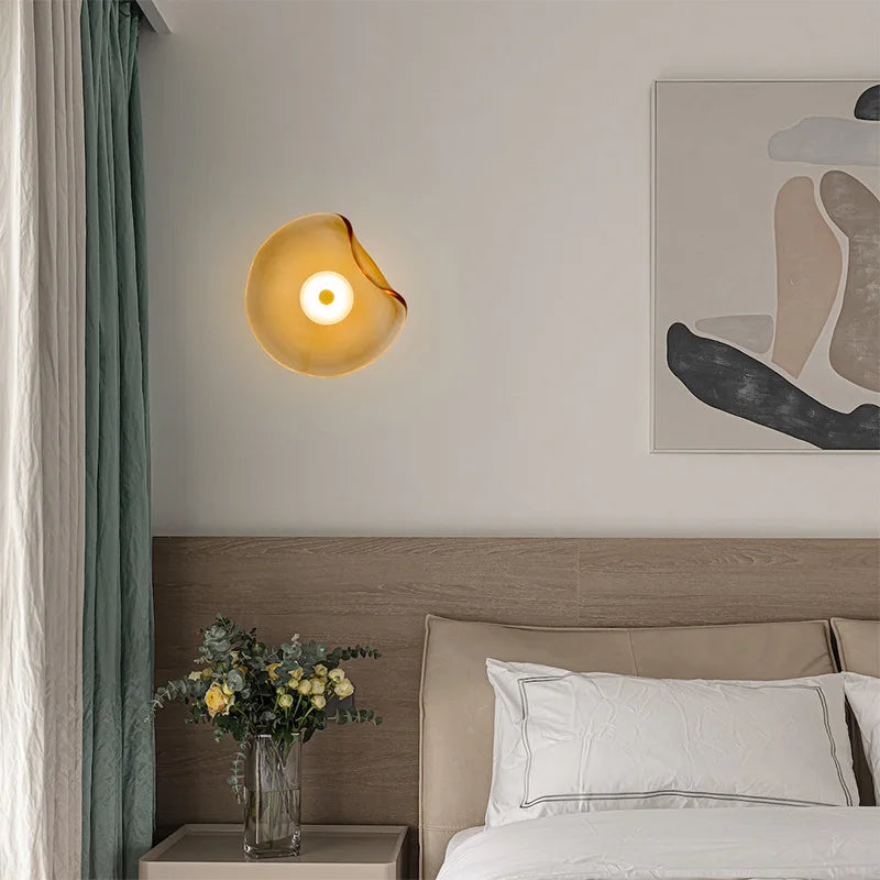 Art deco style grey amber glass LED wall light - vue 3 sur 8