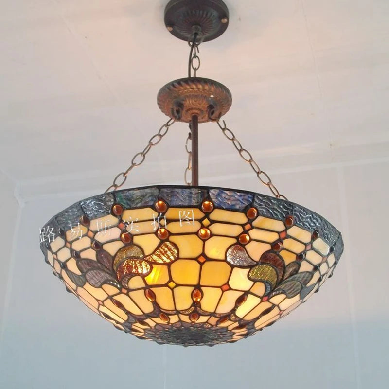 Classic European style Tiffany glass chandelier for interior decoration