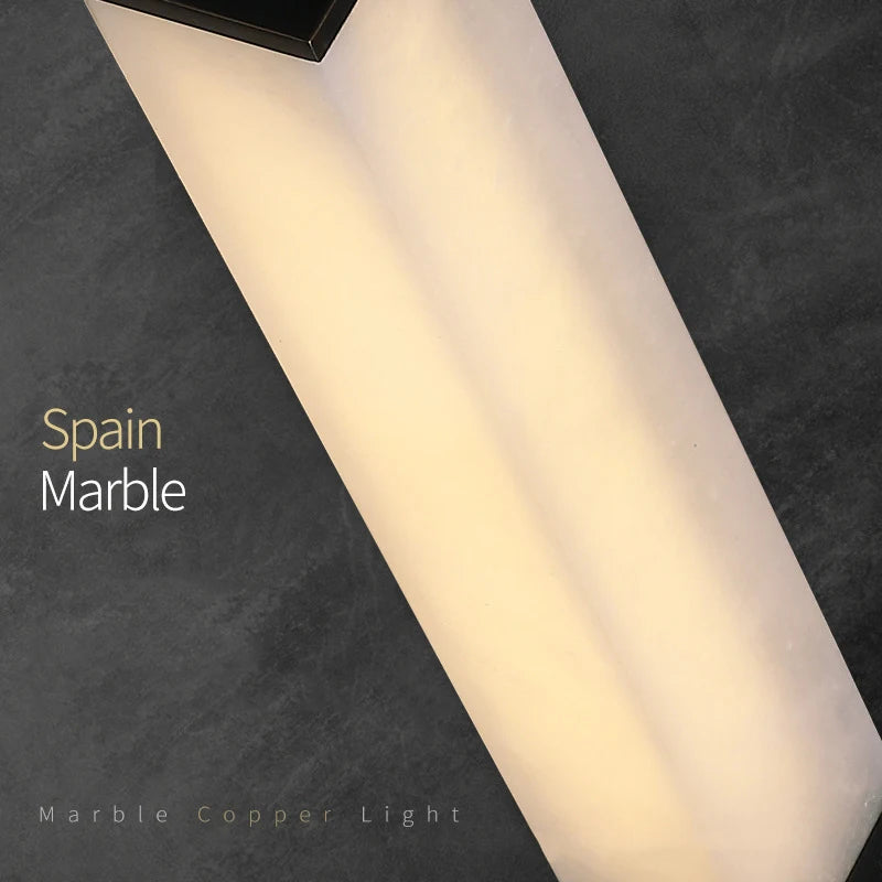 Modern white marble LED pendant ceiling light, contemporary decorative style, ideal for villas - vue 6 sur 16