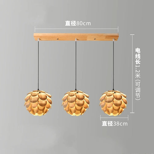 Creative bamboo pine cone chandelier with Nordic LED lighting - vue 10 sur 10