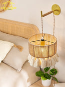 Hand-knitted wabi-sabi hemp rope wall light