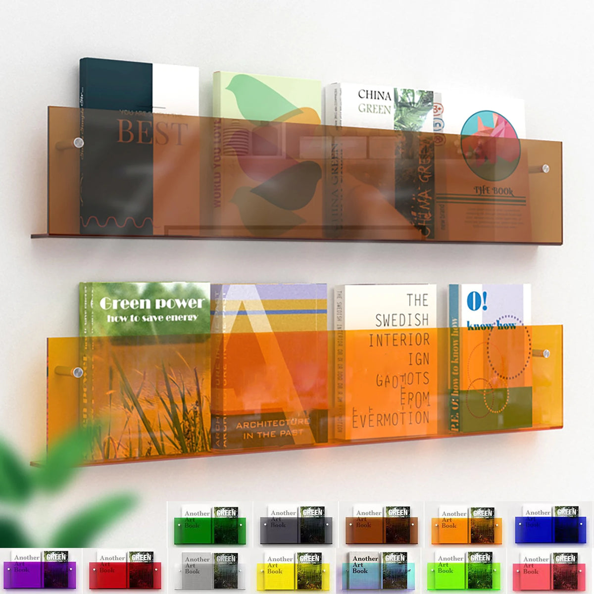 acrylic floating wall shelf magazine rack and literature organizer