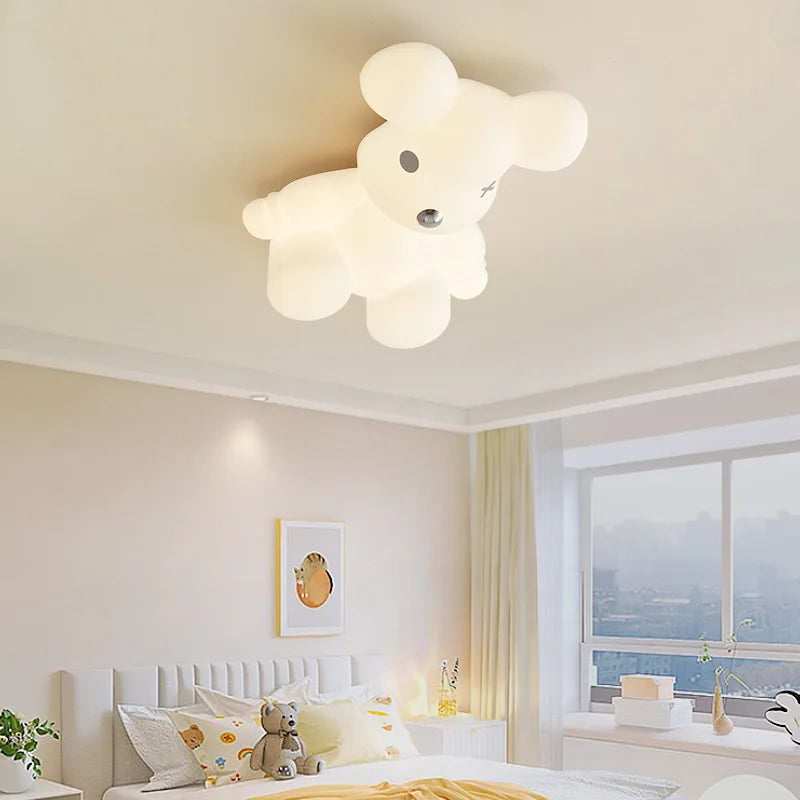 Modern white bear ceiling light for children's room - vue 3 sur 12