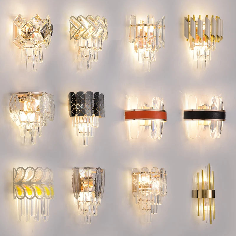 Crystal and stainless steel LED wall light for modern interiors - vue 3 sur 18