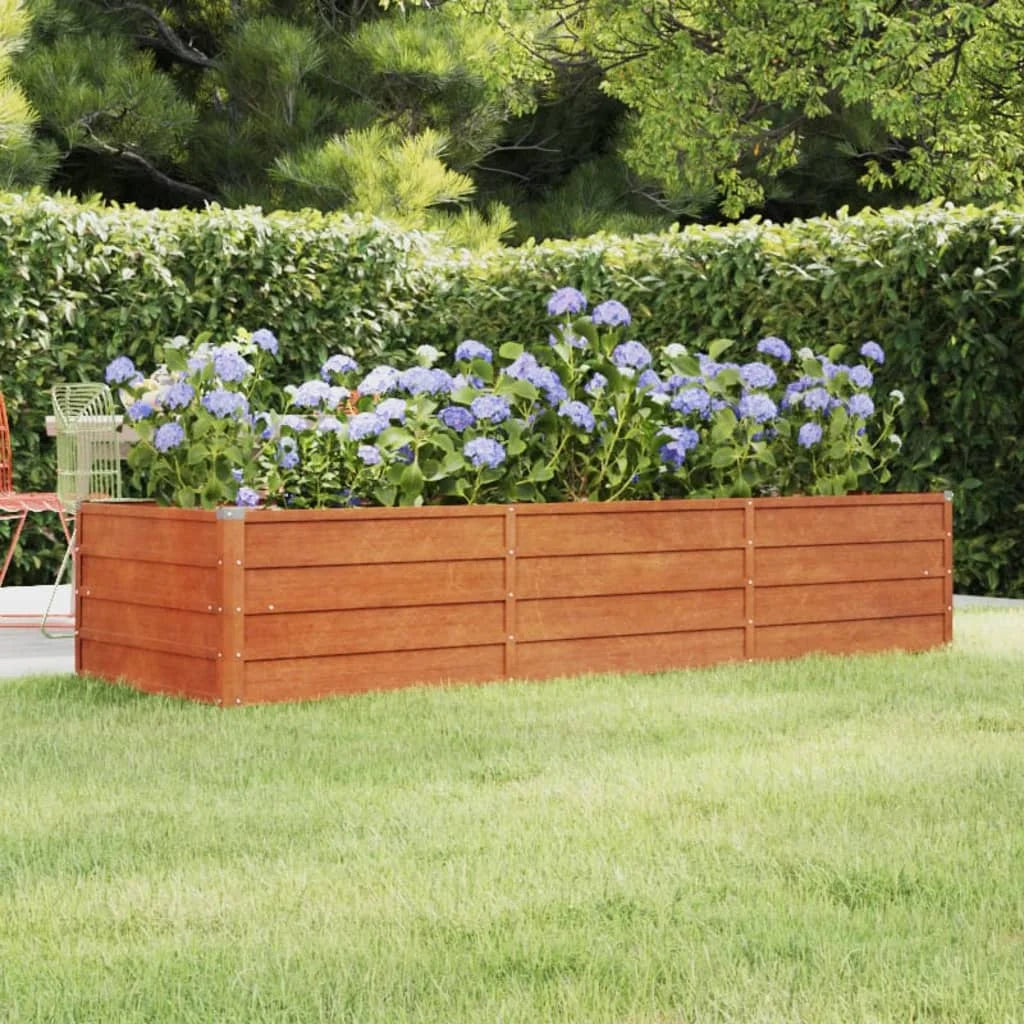 raised planter in corten steel for garden terrace balcony