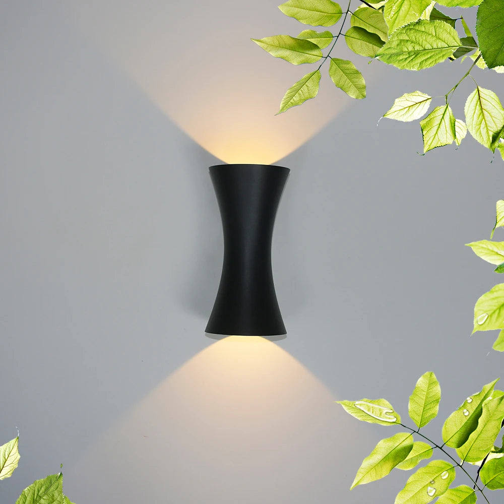 Waterproof outdoor LED wall light 12W black aluminium IP65 porch and bedroom - 8734033117530