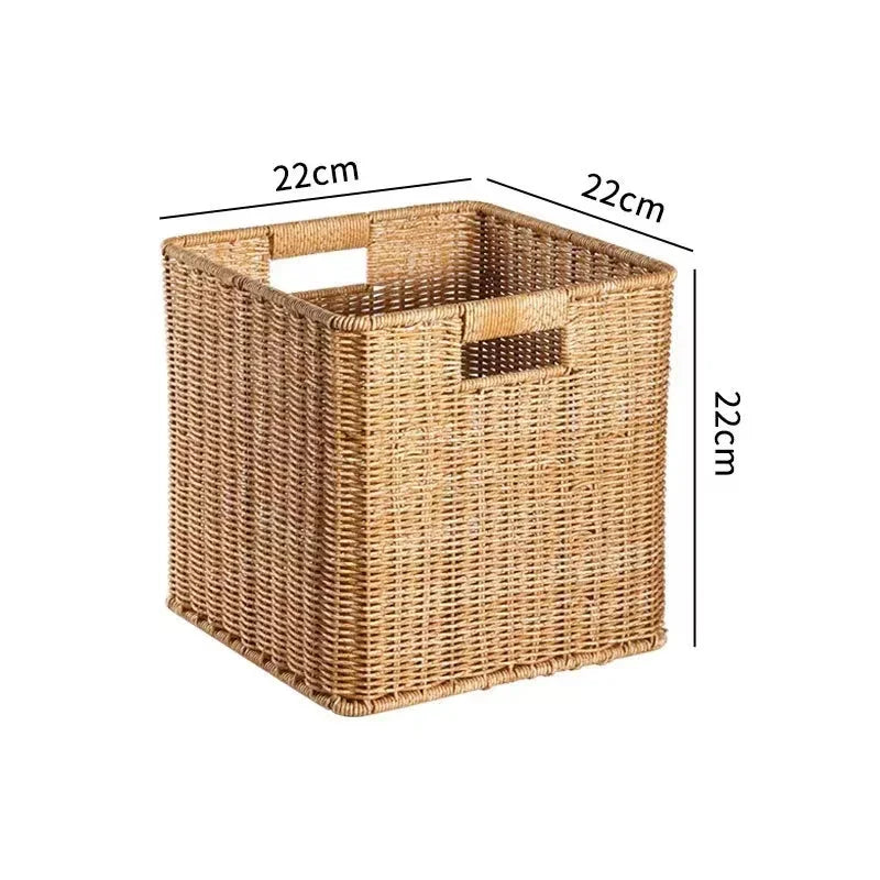 Strong Rectangle Woven Storage Basket with Handles, Waterproof Plastic Baskets for Home Toy Storage, Nest - vue 15 sur 15