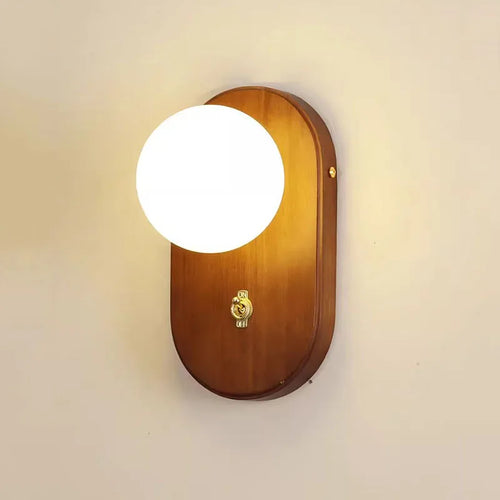 Wabi-sabi retro solid wood wall light with switch - vue 2 sur 8