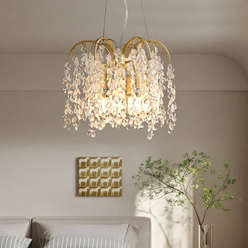 golden crystal chandelier for luxurious interior lighting