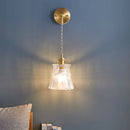 Scandinavian glass and brass LED wall light with battery switch