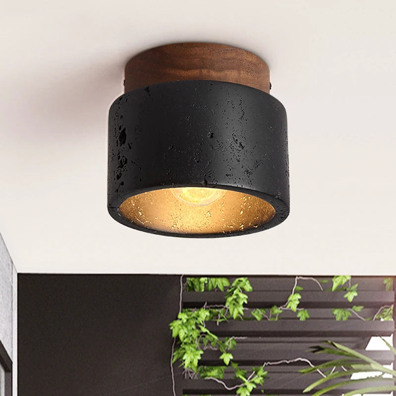 Italian black travertine ceiling spotlight