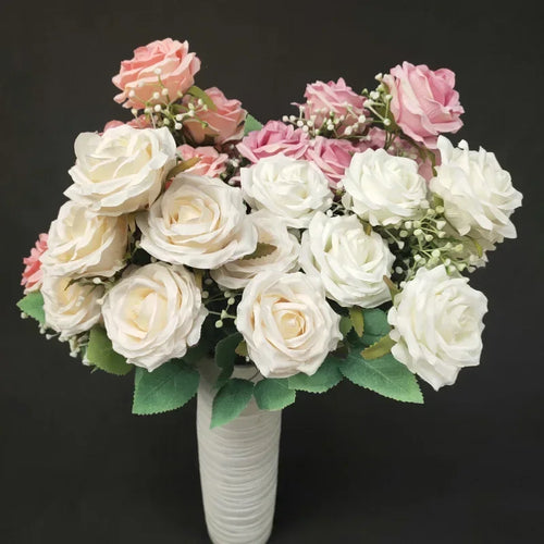 Silk rose bouquet for wedding and party decoration - vue 3 sur 13
