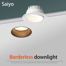 Recessed LED downlight with borderless trim for home and shop interior lighting