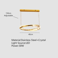 Modern gold LED pendant light with elegant crystal