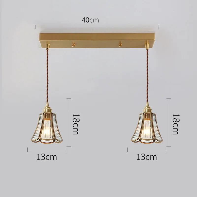 Nordic glass LED pendant light with gold body - vue 18 sur 20