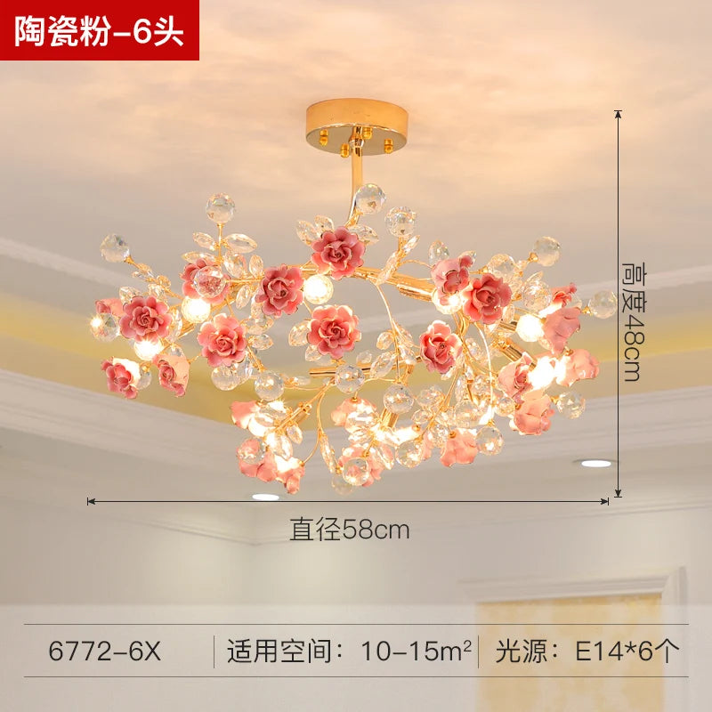 Italian ceramic chandelier with crystal lighting for weddings and interiors - vue 7 sur 14