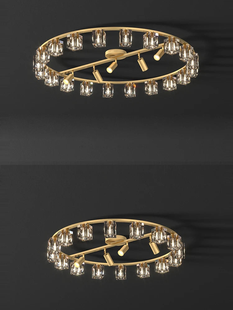 Copper and crystal chandelier for modern decor 2024 - vue 4 sur 10