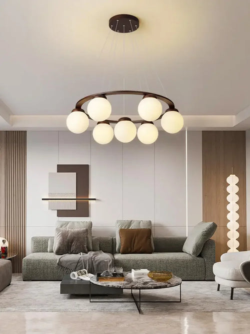 Designer wooden chandelier for contemporary home decor - vue 6 sur 14