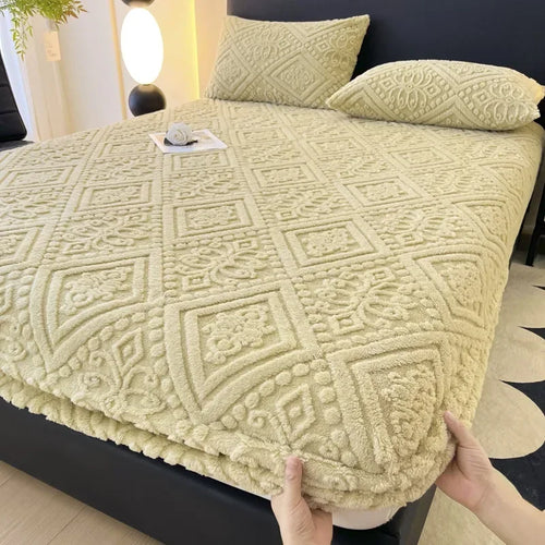 Plush Mattress Cover For Bed,stretch Soft Material Fitted Sheet, Keep Warm,dust Protector,machine Washable 90X200,180X200 - vue 7 sur 20